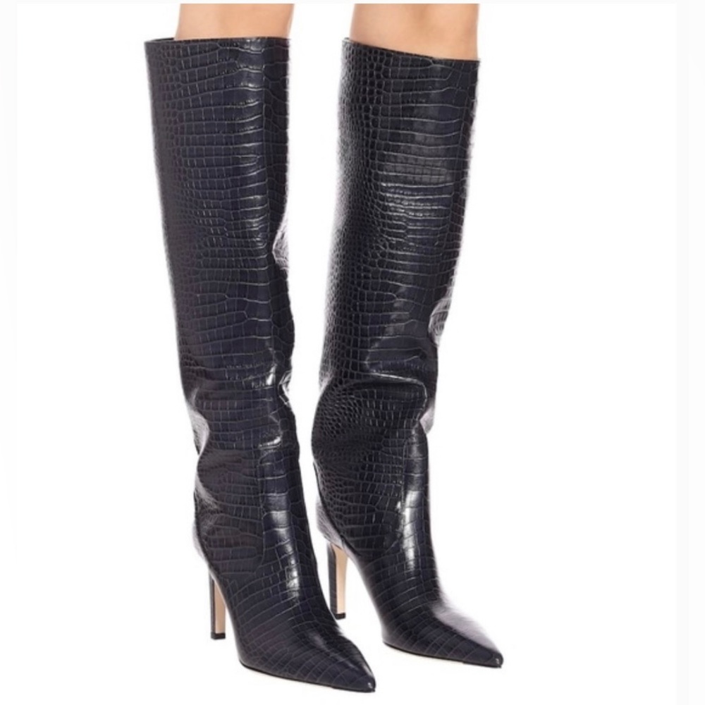 Jimmy Choo Mavis 85 blue navy croc embossed leather 37